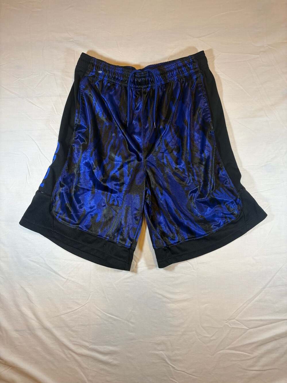 AND1 y2k Mens Baggy Basketball Gym Court Workout Shorts Blue Flames Navy Size LA